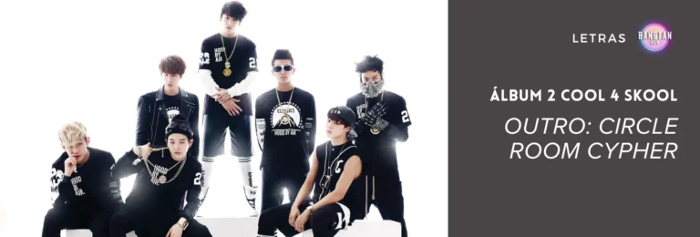 Integrantes do BTS posando com roupas de estilo hip-hop, representando a era do álbum 2 COOL 4 SKOOL, que inclui a faixa Outro Circle Room Cypher. Artigo do site Bangtan Now.