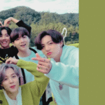 Image from the “Life Goes On” MV – In The Forest Special Edition, released during BTS FESTA 2024. The seven BTS members appear outdoors, in front of a green landscape with trees and mountains in the background. They are smiling and making heart gestures with their hands, conveying unity and affection. This scene was used as the cover image for Bangtan Now’s article on the most iconic BTS Quotes: a 30-day guide.