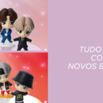 Imagem promocional da collab TinyTAN com o McDonald’s, usada como capa do artigo no blog Bangtan Now. A imagem mostra os dois conjuntos oficiais de brinquedos TinyTAN divulgados para a campanha de 2025: na parte superior, os integrantes do BTS em figurinos coloridos sobre fundo lilás; na parte inferior, os mesmos personagens com roupas inspiradas no uniforme do McDonald’s, sobre fundo vermelho.