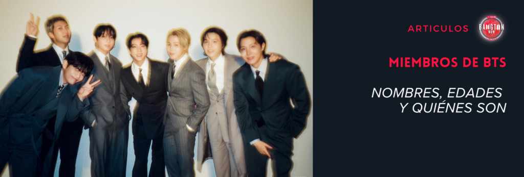 RM, Jin, SUGA, j-hope, Jimin, V y Jung Kook — los siete miembros de BTS — posando juntos con trajes oscuros en una foto oficial publicada en el Instagram del grupo.