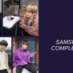 Banner do artigo sobre Samsung e BTS, com fotos dos sete integrantes segurando celulares dobráveis Galaxy, publicadas pela Samsung no Weibo, e o título 'No iPhone, only Galaxy: Samsung e BTS, a história completa de uma parceria de longa data'.