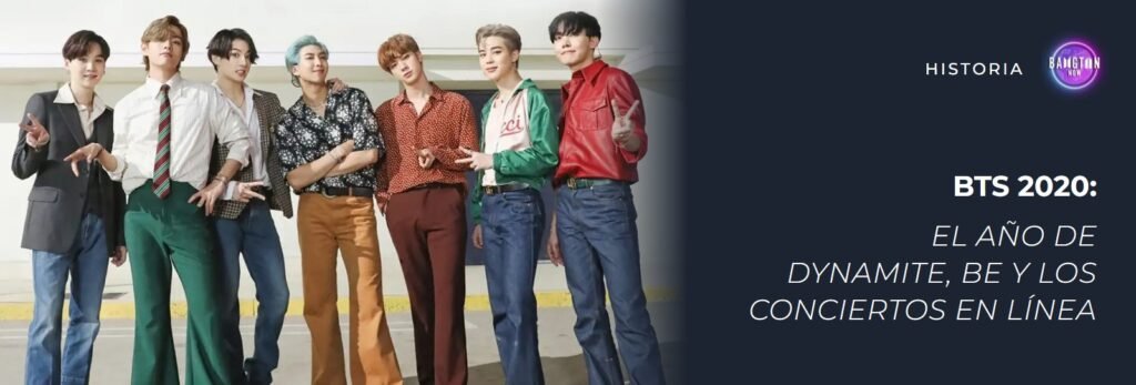 BTS 2020: los siete miembros de BTS juntos, de pie, en la era Dynamite, con el título “El año de Dynamite, BE y los conciertos en línea”