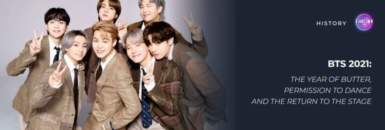 BTS 2021: the seven members of BTS together, with the title “The year of Butter, Permission to Dance and the return to the stage”